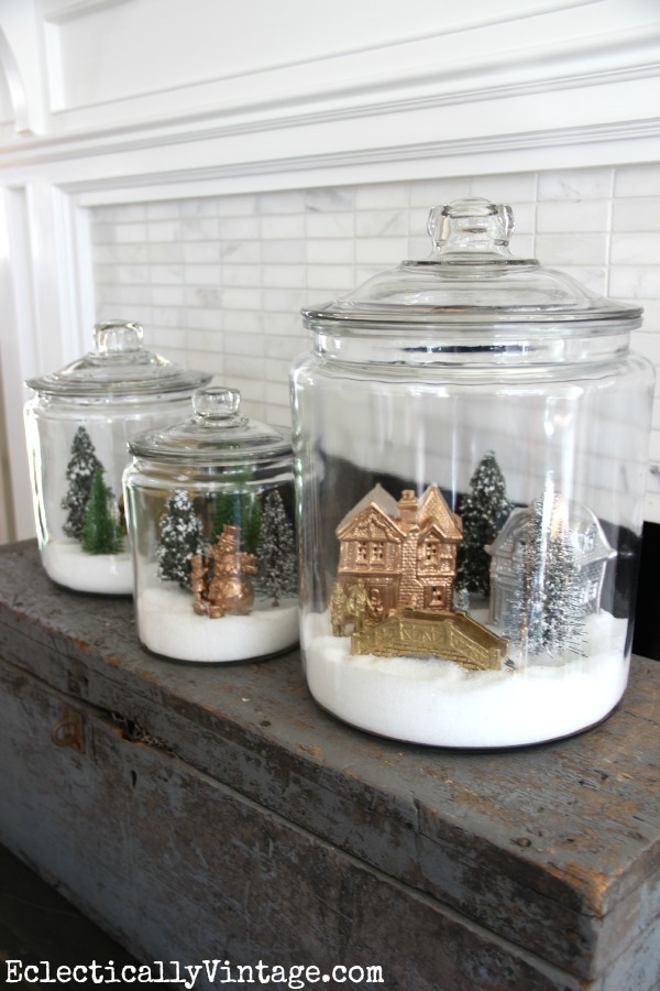Make Snow Village Jars - my family loved making these! eclecticallyvintage.com