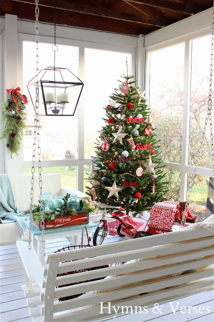 Christmas decorating on a budget - love this porch!  Take the tour